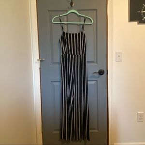 Forever 21 Black and White Striped Jumpsuit Long